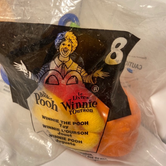 2 Vintage Disney Store Winnie the Pooh  belly rattle PLUSH McDonalds Toy mini - Picture 2 of 16